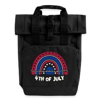 4th of July, independence day - Roll Top Backpack with Two Handles - black - Front