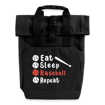 Baseball Baseballspieler - Rolltop Rucksack mit zwei Griffen - Schwarz - Vorne