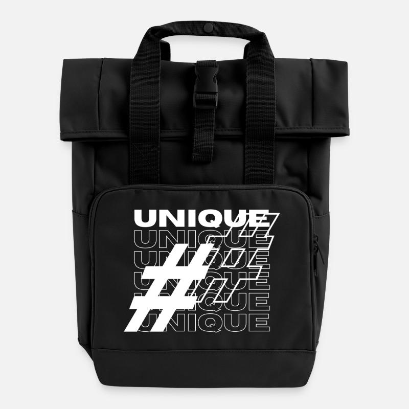 Typographie unique du hashtag - Sac à dos Roll Top à deux anses - noir