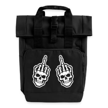Mittelfinger Skelett Hand - Rolltop Rucksack mit zwei Griffen - Schwarz - Vorne