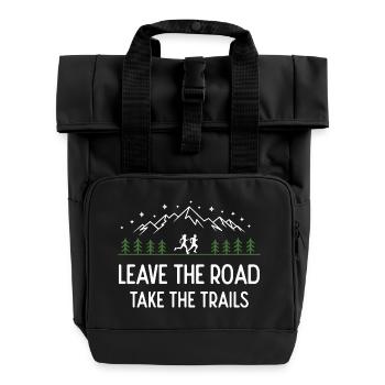 Trail Running - Leave the Road, Take the Trails - Roll Top Backpack with Two Handles - black - Front