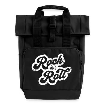 Rock'n'Roll Retro Typografie Design - Rolltop Rucksack mit zwei Griffen - Schwarz - Vorne