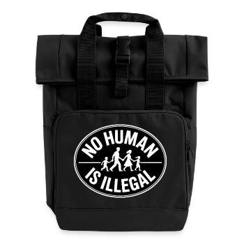 Pas d’illégal humain - Les réfugiés sont les bienvenus - Sac à dos Roll Top à deux anses - noir - Devant