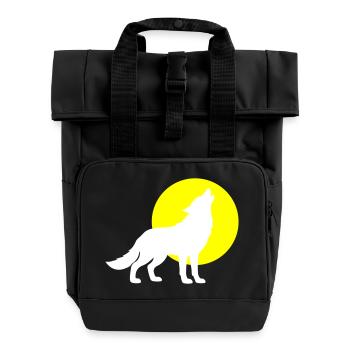Wolf Silhouette - Rolltop Rucksack mit zwei Griffen - Schwarz - Vorne