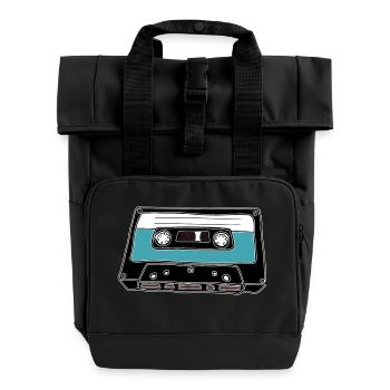 Cassette rétro - Sac à dos Roll Top à deux anses - noir - Devant