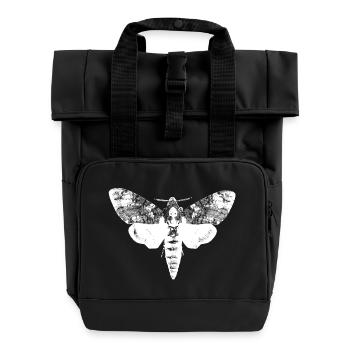 Acherontia atropos black negative - Roll Top Backpack with Two Handles - black - Front