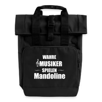Mandoline Instrument Geschenk - Rolltop Rucksack mit zwei Griffen - Schwarz - Vorne