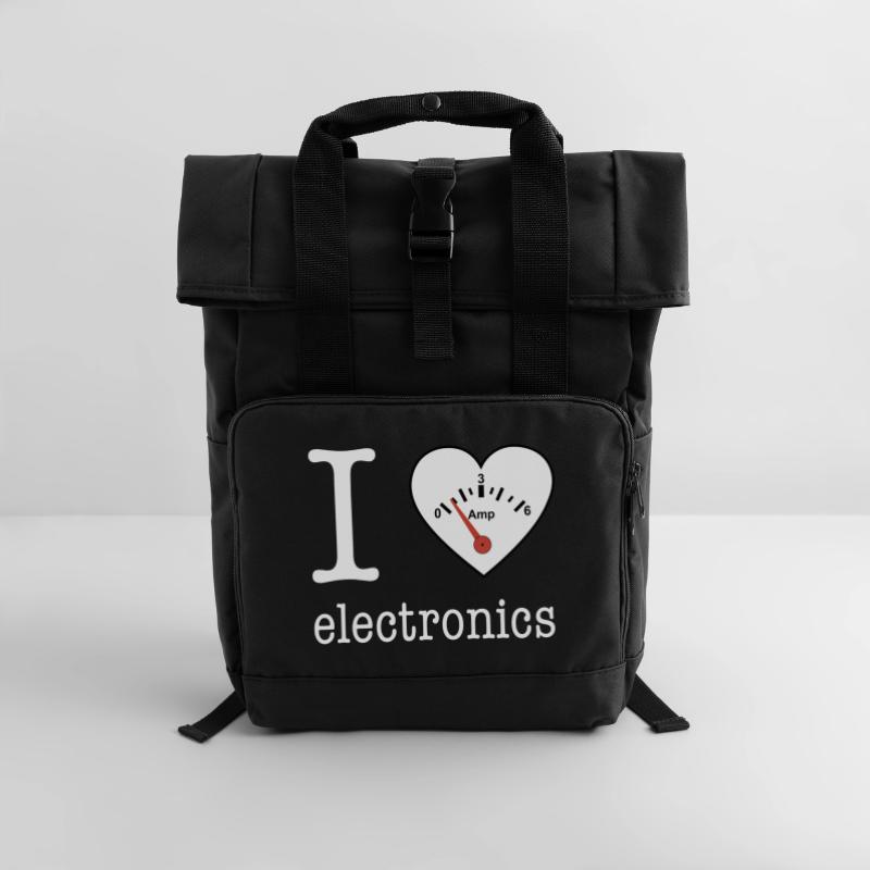I love Electronics - electronics / gift idea Roll Top Backpack with Two Handles