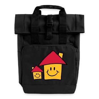 Süße Papa Mama Kind Haus Familie - Rolltop Rucksack mit zwei Griffen - Schwarz - Vorne
