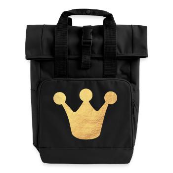 Krone Gold Queen König Prinzessin Märchen Symbol - Rolltop Rucksack mit zwei Griffen - Schwarz - Vorne
