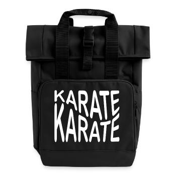 karate, karate sport, karate fan - Roll Top Backpack with Two Handles - black - Front
