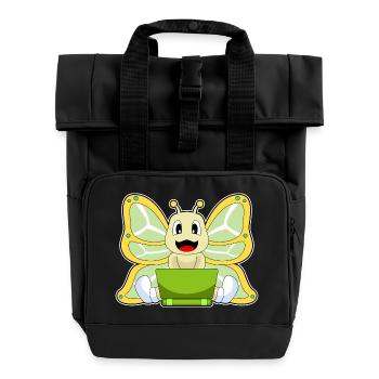 Schmetterling Laptop - Rolltop Rucksack mit zwei Griffen - Schwarz - Vorne