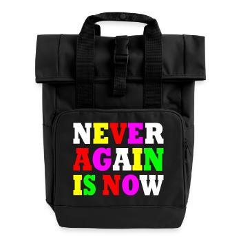 Never again is now - Rolltop Rucksack mit zwei Griffen - Schwarz - Vorne