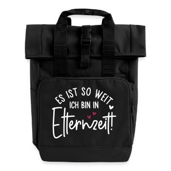 Es ist so weit Ich bin in Elternzeit - Rolltop Rucksack mit zwei Griffen - Schwarz - Vorne