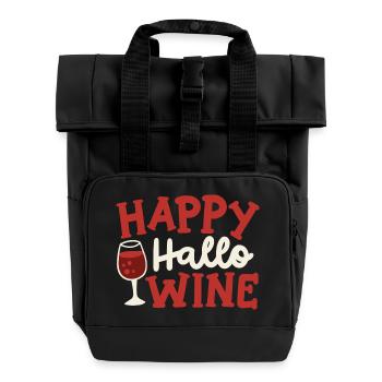 Fröhliches Halloween Wein trinken - Rolltop Rucksack mit zwei Griffen - Schwarz - Vorne