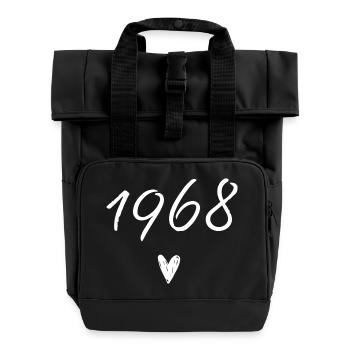 1968 Herzgeburtstag - Rolltop Rucksack mit zwei Griffen - Schwarz - Vorne