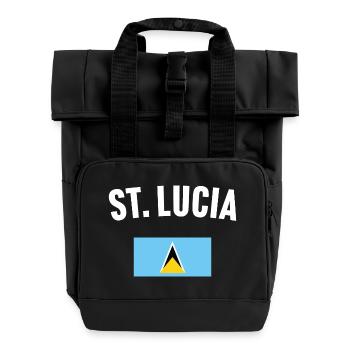 St Lucia Flag - Roll Top Backpack with Two Handles - black - Front