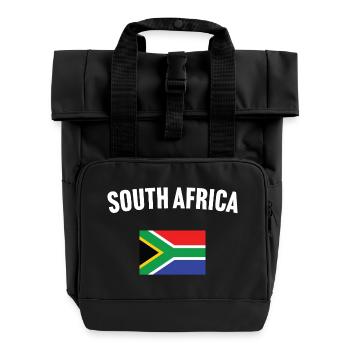 South Africa Flag - Roll Top Backpack with Two Handles - black - Front
