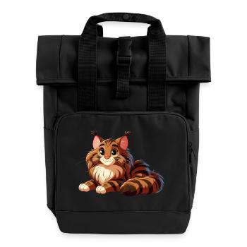 Maine Coon 14 - Roll Top Backpack with Two Handles - black - Front