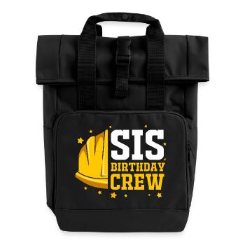 Children's birthday party construction site - Roll Top Backpack with Two Handles - black - Front