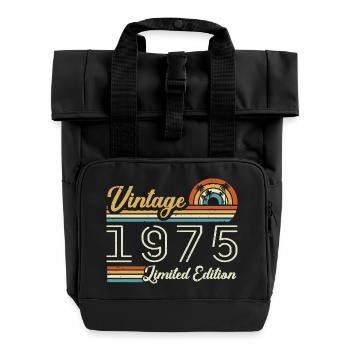 50-jähriges Jubiläum | Jahrgang 1975 Geschenk 1975 - Rolltop Rucksack mit zwei Griffen - Schwarz - Vorne