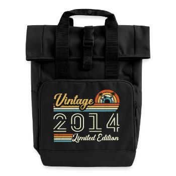 11-jähriges Jubiläum | Jahrgang 2014 Geschenk 2014 - Rolltop Rucksack mit zwei Griffen - Schwarz - Vorne