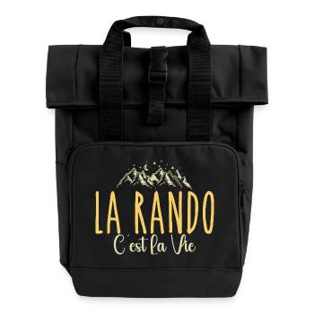 Hiking is life. Humour, passion, hiking - Roll Top Backpack with Two Handles - black - Front