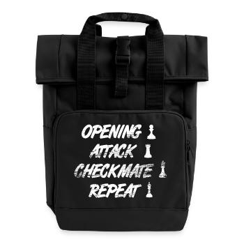 Schach Techniken - Rolltop Rucksack mit zwei Griffen - Schwarz - Vorne