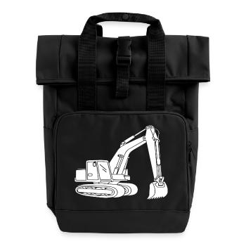 Bagger Silhouette Baugeräteführer Tiefbau - Rolltop Rucksack mit zwei Griffen - Schwarz - Vorne