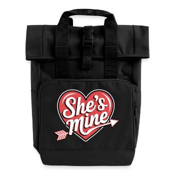 She's Mine Heart Arrow - Roll Top Backpack with Two Handles - black - Front