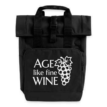 Age Like Fine Wine Weinliebhaber Spruch - Rolltop Rucksack mit zwei Griffen - Schwarz - Vorne