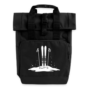 Ski in the Snow Winter Sports Adventure - Roll Top Backpack with Two Handles - black - Front