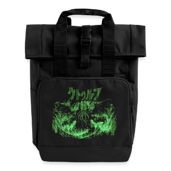 Cthulhu Pixel CRT Neon Green - Rolltop Rucksack mit zwei Griffen - Schwarz - Vorne