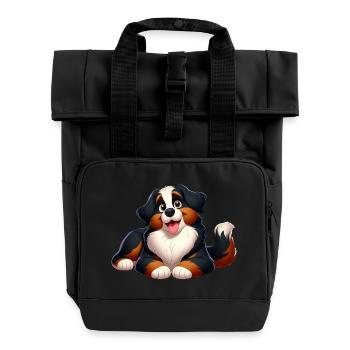 Bernese Mountain Dog - Roll Top Backpack with Two Handles - black - Front