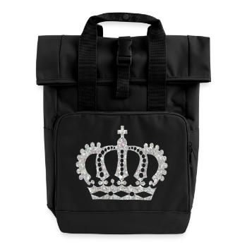 crown crown koenig king castle castle tower burg2 - Roll Top Backpack with Two Handles - black - Front