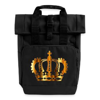 crown crown koenig king castle castle tower burg2 - Roll Top Backpack with Two Handles - black - Front