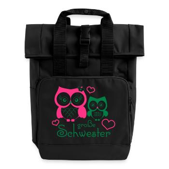 große Schwester - Rolltop Rucksack mit zwei Griffen - Schwarz - Vorne