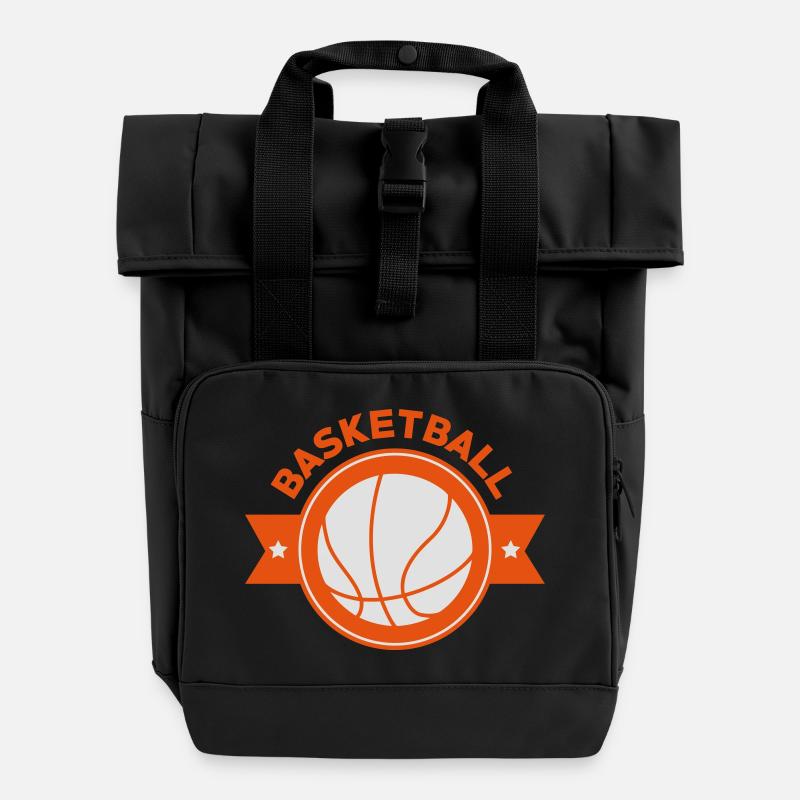 Basketball - Basket Ball - Game - Sport - Player - Rolltop Rucksack mit zwei Griffen - Schwarz