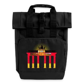 Deutschland Brandenburger Tor Schwarz Rot Gold - Rolltop Rucksack mit zwei Griffen - Schwarz - Vorne
