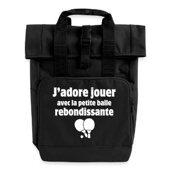 ping-pong, pongiste, tennis de table - Sac à dos Roll Top à deux anses - noir - Devant