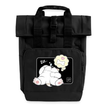 Dog Korean - Japanese Style 11 - Roll Top Backpack with Two Handles - black - Front