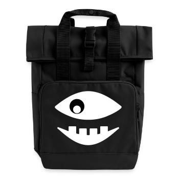 Fish shows teeth - Roll Top Backpack with Two Handles - black - Front