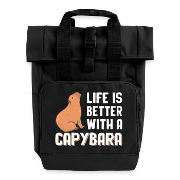 Capybara - Rolltop Rucksack mit zwei Griffen - Schwarz - Vorne
