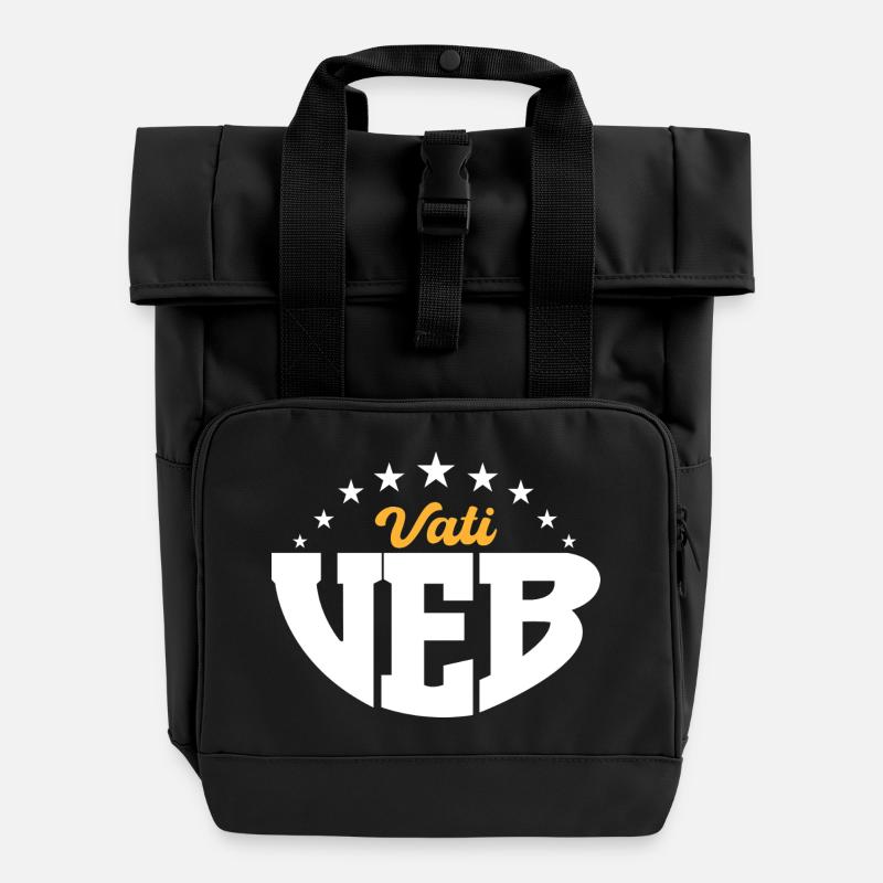 VEB Vati DDR Geschenk - Rolltop Rucksack mit zwei Griffen - Schwarz