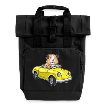 Meerschweinchen Auto - Rolltop Rucksack mit zwei Griffen - Schwarz - Vorne
