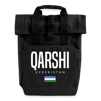 Qarshi Usbekistan - Rolltop Rucksack mit zwei Griffen - Schwarz - Vorne