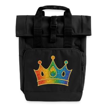Couronne arc-en-ciel glamour avec effet pailleté - Sac à dos Roll Top à deux anses - noir - Devant