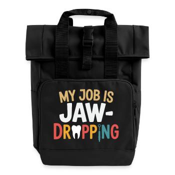 Dental Lab Technician Tools Design  - Roll Top Backpack with Two Handles - black - Front