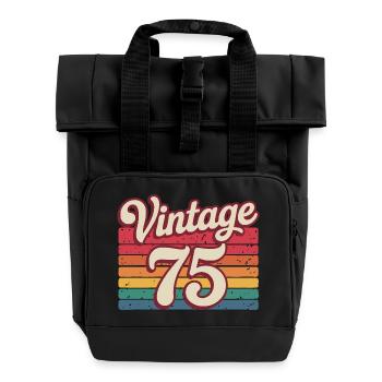 Vintage 75 Retro Design 70er Jahre - Rolltop Rucksack mit zwei Griffen - Schwarz - Vorne