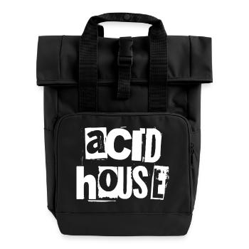 Acid House Grunge Typographie Tee - Sac à dos Roll Top à deux anses - noir - Devant